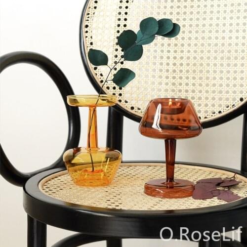 Vintage Table Lamp Type Stained Glass Candlestick Household Furnishings Ins Style Household Furnishings Creative Vase