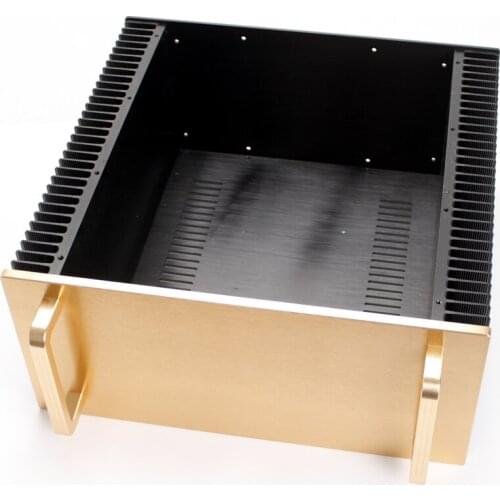 Gold Panel Power Amplifer Supply Chassis DIY Home Audio Luxury Aluminum Shell Tube Amplifier Big Size Case W430 H200 D412