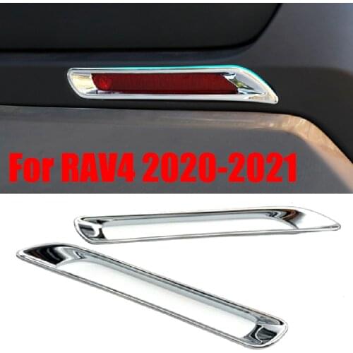 2Pcs Rear Fog Light Cover Trim Exterior ABS Chrome Adhesive Light Cover Lamp Stickers Stying Fit For Toyota RAV 4 RAV4 2020-2021