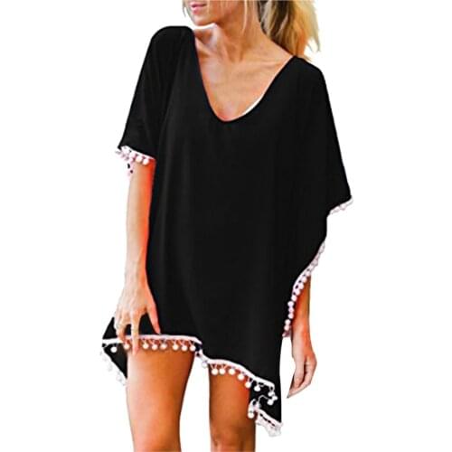 2021 Summer Women Fashion V-neck Beach Cover Up Ladies Sexy Swimsuit Bathing Suit Cover Ups Cape Chiffon Knits Beach Wear Shirt