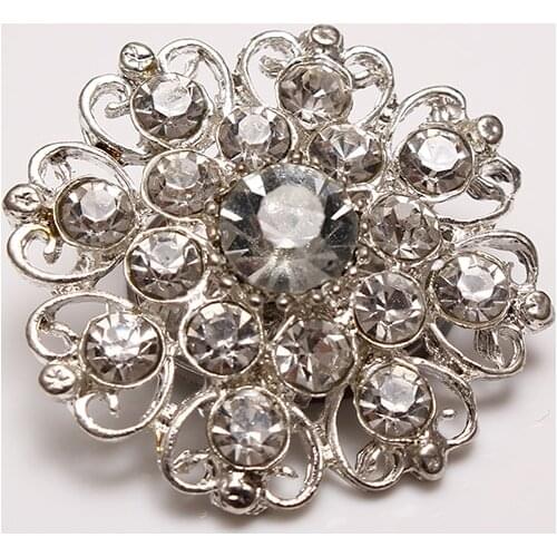 50PCS/LOT) Hooks Rhinestone Buttons For Brooch Bouquet Hair Pieces Flower Comb Embellishment