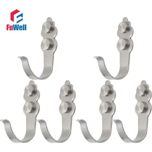 6pcs Stainless Steel Hooks Hanger Heavy Duty Wall Mount Coat Hooks for Kitchen Cabinet Bathroom Shower 2mm Thickness Hanger