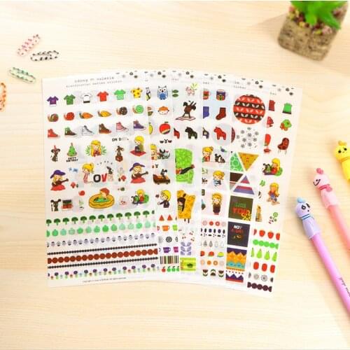 6PCS New Cute Children Cartoon Stickers Stationery Decoration Dog And Girl In The Second Quarter of PVC Transparent Diary Album
