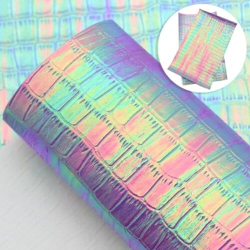 David accessories 20*34CM Iridescent Pattern Faux Leather Fabric for Bows DIY Handmade Materials,1Yc11082