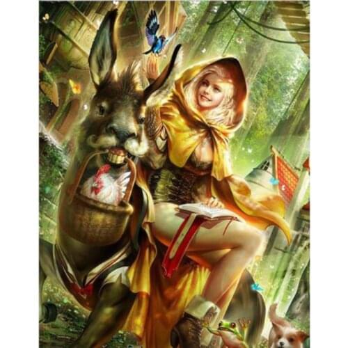 Diamond Painting Rabbit Full Square Round Animal DIY Diamond Embroidery Girl Mosaic Picture Of Rhinestone For Home Decor GJ464