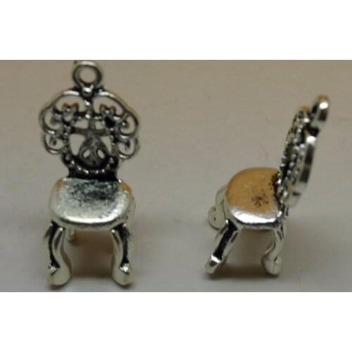 ALY 25Pcs/lot Antique Silver Chair Charms 10x26mm Vintage Retro Pattern Chair Pendant Jewelry Findings