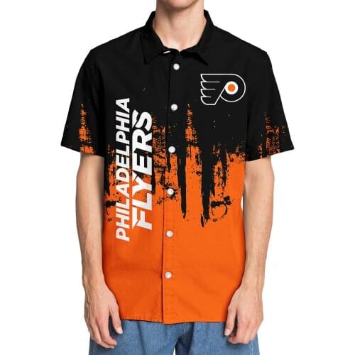 Mens casual short-sleeved shirt Philadelphia stitching graffiti abstract bird print 3D flyers shirt