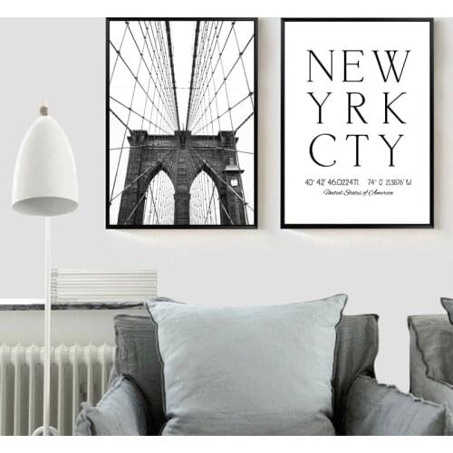 New York City Art Poster , Brooklyn Bridge Poster New York Canvas Painting Wall Pictures Art Prints For Home Decoration