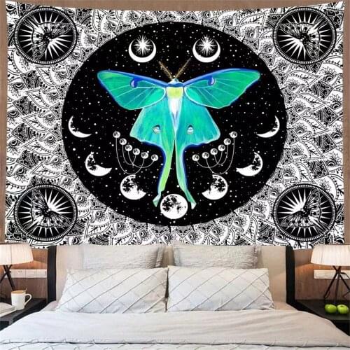 Beautiful Butterfly Tapestry Wall Decor Bedroom Moon Night Sky Ouija Moth Boho Home Decoration Psychedelic Tapiz Mandala Carpet