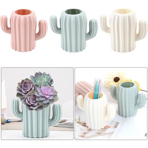 Creative Cactus Flower Vase Desktop Table Ornaments Vases Office Home Decor Pen Holder Multifunctional Storage Box Container