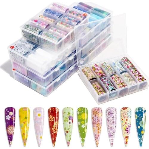 Laser paper the Star foil f10pcs, 4X100cm flower foil paper paste Nail Nail Nail Star Star candy transfer sheet