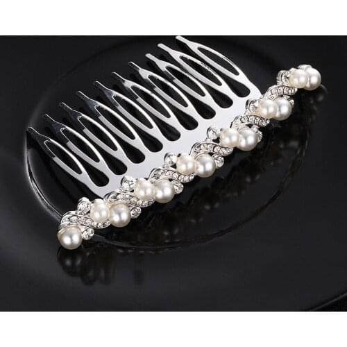 Crystal Pearls Metal Floral Charm Fashion Wedding Hair Comb Decorative Prom Hair Ornament Jewelry Accessories