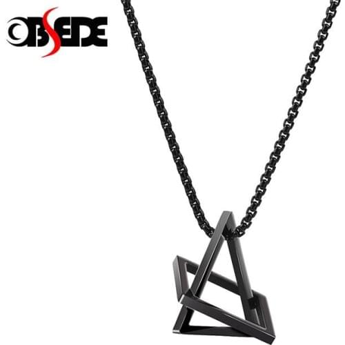 Hiphop Men Jewelry Necklace Stainless Steel Geometric Pendant Necklaces For Male Women Choker Jewelry Fashion Punk Party Gift