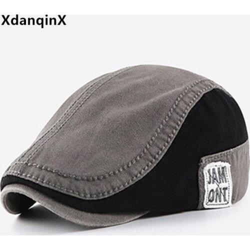 XdanqinX New Autumn Mens Washed Cotton Retro Berets Snapback Cap Male Bone Dads Hats Adjustable Size Casual Brands Sports Caps