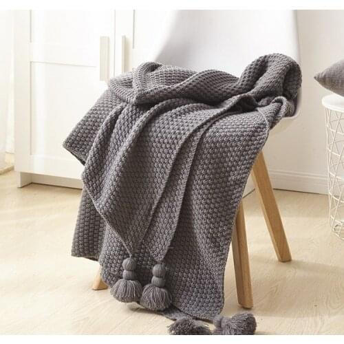 Plain Air Conditioning Travel Blanket Knitted Blanket for Bed Sofa Cover Home Textile Throw Blanket Anti-Pilling Portable LYN11