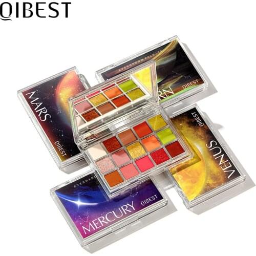 QIBEST 15 Starry Sky Colors Pearl Glitter Eyeshadow Palette Matte Shimmer Eye Shadow Pigment Cosmetics Long Lasting Eye Makeup