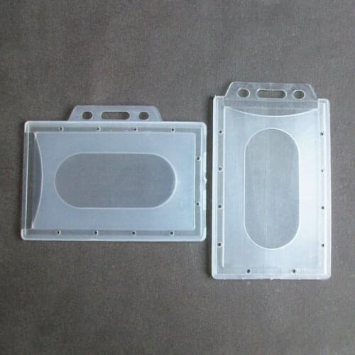 Transparent Plastic Vertical Hard ID Access Card Cover Credit Card Case Badge Holder Double Side Card Holder Case 1pc / 5pcs