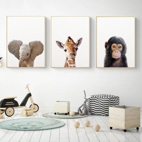 Safari Baby Animals Lion Tiger Zebra Canvas Painting Nursery Poster Wall Art Print Child Room Picture Nordic Kids Bedroom Decor