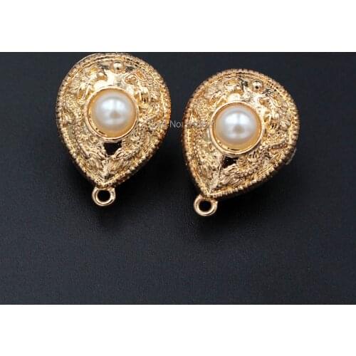 Earrings Post with Loop Hanger Paved Acrylik Dragon Drop Base DIY Retro Metal Clip Stud Earrings Jewelry Findings 18x24mm