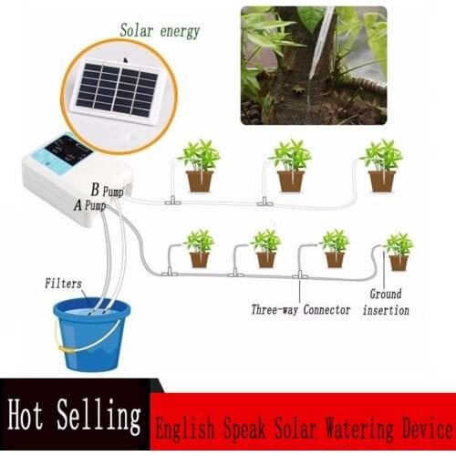 Garden Drip Irrigation Watering System 1/2 Pump Controller Timer System Solar Intelligent Automatic Watering Device for Plants