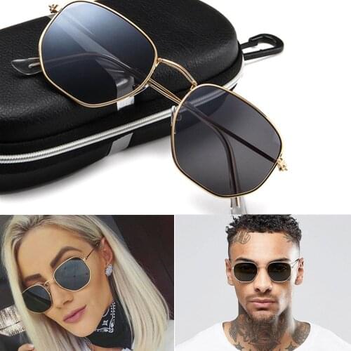 Unisex Hexagon Sunglasses men women Luxury Retro vintage brand designer Threaded Metal Frames Mirror Sun Glasses UV400