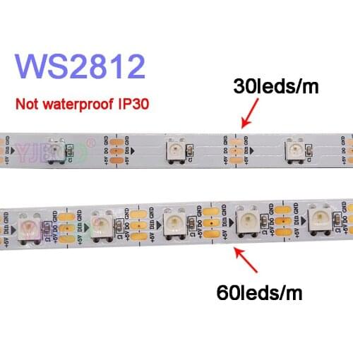 1m/2m/3m/4m/5m WS2812B Smart pixel led strip light;30/60/144 pixels/leds/m;WS2812 IC;IP30/IP65/IP67,DC5V led strip tape