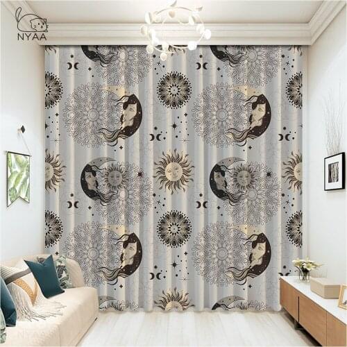 Vintage Mandala Pattern Curtains In The Hall Printed Bead Curtain Home Decor For Room Curtains On The Window Panel Micro Shading