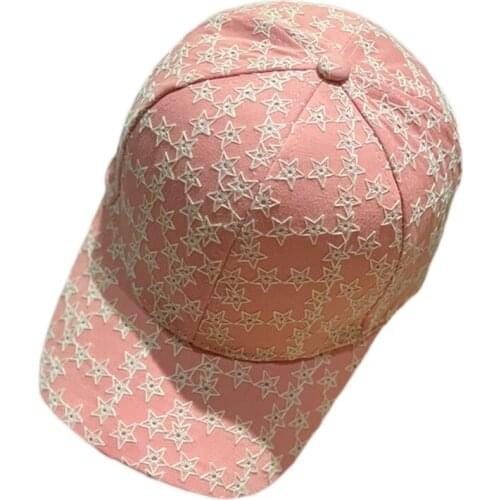 M4YF Ponytail Sun Protection Women with Full Cover Embroidered Star Decoration Sunhat in Campus Style