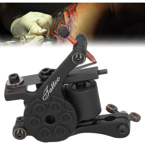 Black Classic Coil Tattoo Machine Portable Casting Tattoo Machine for Tattooist Microbalding 10 Wraps Makeup Tattoo Supplies