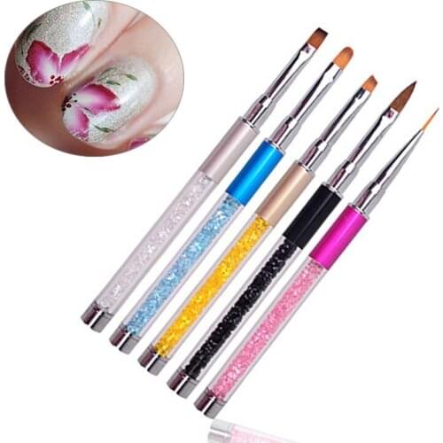 1pc Nail Art Brush Pen Crystal Rhinestone Metal Acrylic Carving Gel Polish Decoration set Salon Painting Drawing Liner Fin Tools