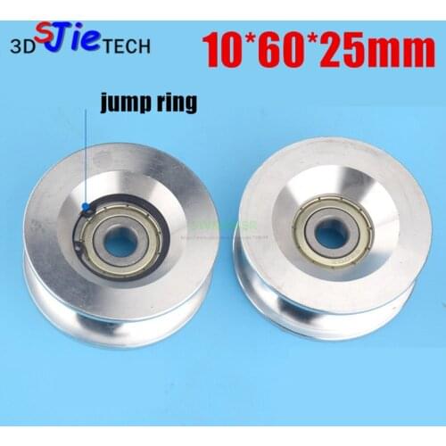 10*60*25mm U groove roller, GL-R10-D10 metal aluminum bearing pulley wheel for Haitian injection molding machine / safety door