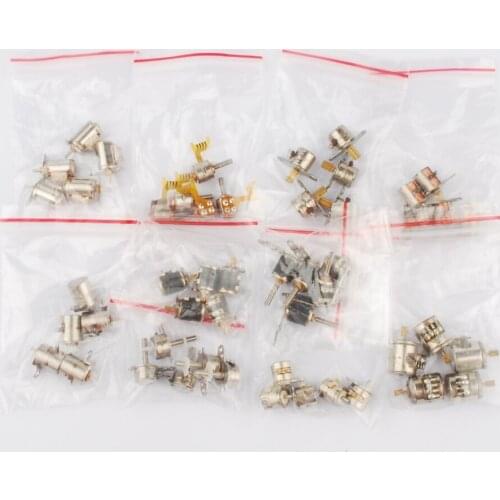 2 boxes 50pcs 4 Wire 2 Phase micro stepper motor Miniature stepper motor Assorted Ten Types 1pc each with box