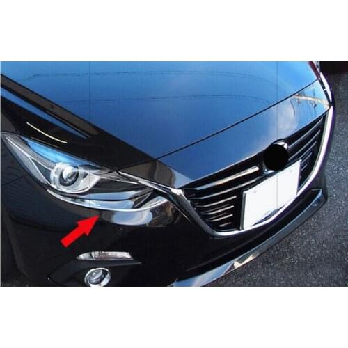 2pcs ACCESSORIES FIT FOR MAZDA 3 AXELA 2014 2015 2016 CHROME FRONT HEAD LIGHT EYEBROW EYELID GARNISH TRIM COVER