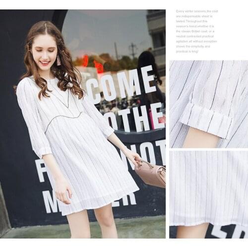 2019 Summer Women Dress Maternity Dress Chiffon Three-quarter Printed Clothes Skirt Party dress Women patchwork Dresses
