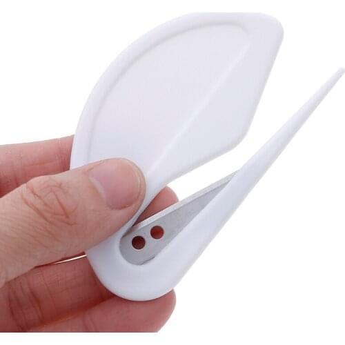 4/2pcs Plastic Letter Opener Mini Sharp Letter Mail Envelope Opener Safety Papers Guarded Cutter Blade Office Equipment