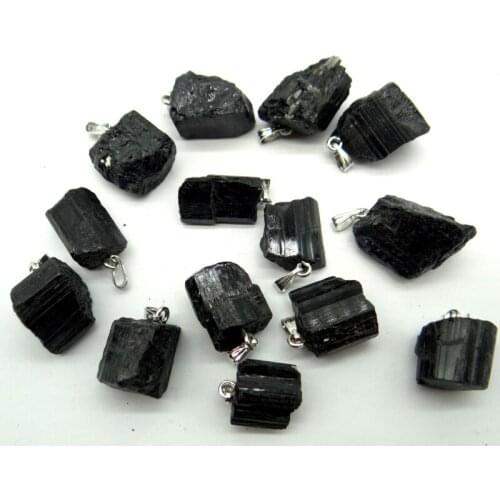 Wholesale Hot Selling Natural Stone Black Tourmaline Repair Ore Can Be Used Pendant For DIY Jewelry Making Necklace 50pcs
