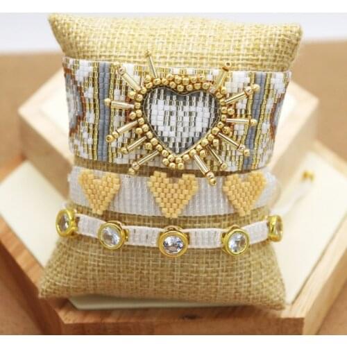 ZHONGVI Pulseras Mujer Moda 2020 MIYUKI Bracelets For Women 3D Heart Couple Bracelet Femme Crystal Jewelry Boho Handmade Gifts