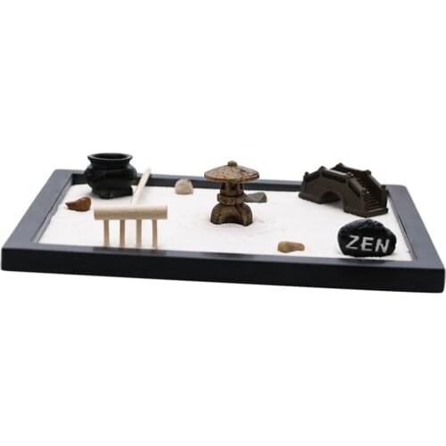 Wooden Zen Sand Box Mini Desktop Sandbox Garden Office Decoration