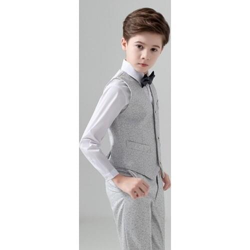 Baby childrens suit three-piece flower girl dress piano performance vest suit British handsome boy small suit Childs clothes