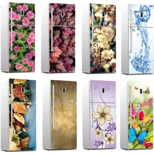 DIY Dishwasher Refrigerator Wrap Flower Waterproof Freezer Sticker Art Fridge Door Cover Wallpaper Renew Kitchen Accessories