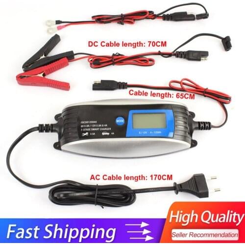 Motorcycle Car Battery Charger 6V 12V 0.8A 4A Microprocessor Control 7 Charge Stages Utomatic Charging 1 Set