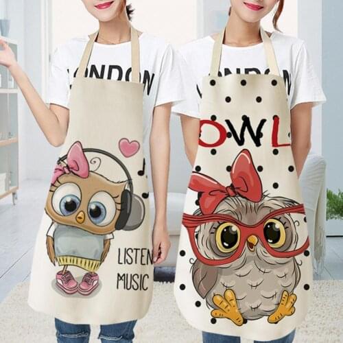 Household Kitchen Apron Female Waterproof Oil Resistant Waist MENS Overalls Cotton Linen With Pocket Home Cleaning Tool