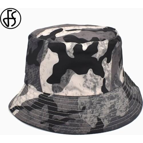 FS New Style Black Gray Printed Double-sided Hip Hop Caps Trendy Fisherman Hat For Women Men Streetwear Bucket Hat Bob Homme