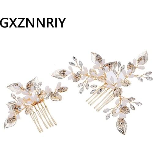 GXZNNRIY Bridal Wedding Hair Accessories Rhinestone Leaves Hair Combs for Women Party Jewelry Bride Headpiece Bridesmaid Gift