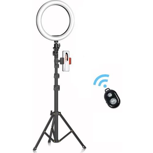 10 Inch LED Ring Light Kit 3000K-6000K 10 Levels Dimmable 3 Color Temperatures USB Powered with Ball Head Phone Holde