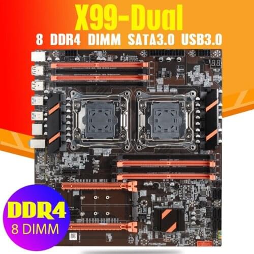 X99 Dual CPU Motherboard LGA 2011 v3 E-ATX USB3.0 SATA3 With Dual Xeon Processor With Dual M.2 Slot 8 DIMM DDR4 2011-3