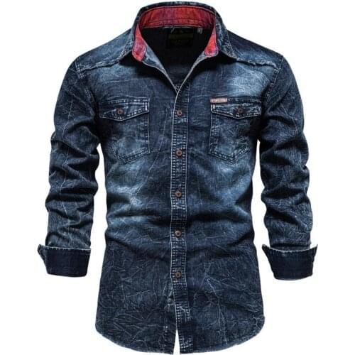 MORUANCLE Mens Denim Shirts