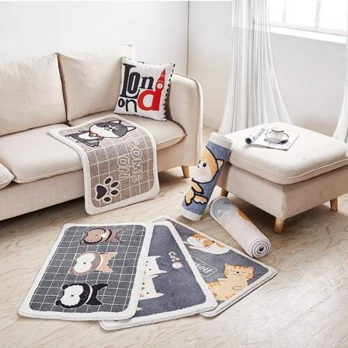 Cartoon Bath Mat Flocking Anti-Slip Doormat Absorb water Floor Mat Carpet Shiba Inu Corgi Dog Kitchen Bedroom Rug Tatami Tapete