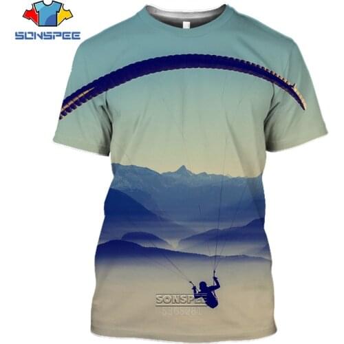 SONSPEE 2020 parachute mens T-shirt 3D printing Retro Skydiving T-shirt Parachuting Skydive Tee Tops Paragliding Homme Shirt