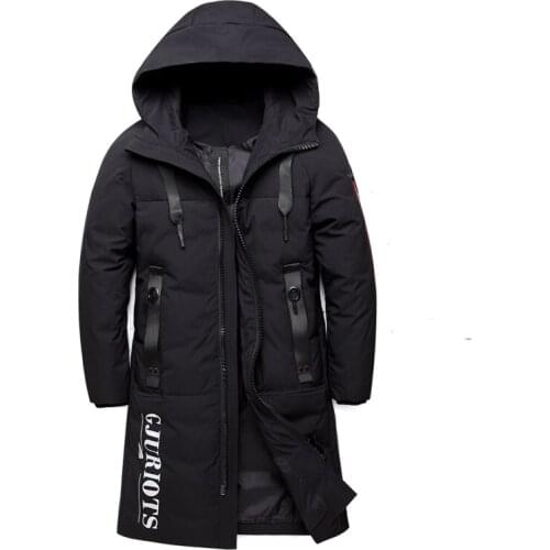 2020 New Mens Clothing Winter Warm Down Jacket Hooded Thick Long Slim Duck Down Coat Male Red Black Brand Clothes Plus Size 5XL